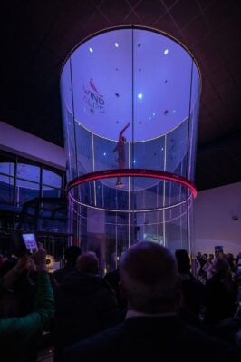 2 People Flying In The Wind Tunnel At Windalps Indoor Skydiving