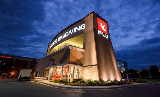 iFLY Kansas City Wind Tunnel at Dusk