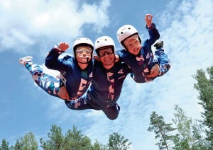 Two kids flying with an instructor at Aerodium Buenos Aires