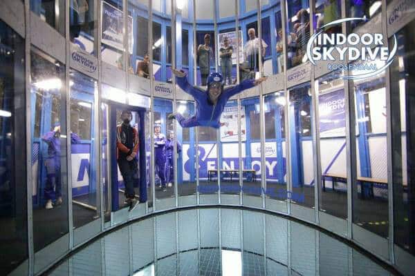 A First Time Flyer Getting Some Air Time At Indoor Skydive Roosendaal.