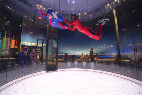 A First Time Flyer Enjoys A High Flight In This Southern California Ifly Wind Tunnel.