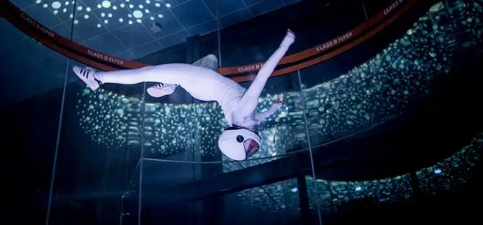 Dancer Flying In The Tunnel In All White