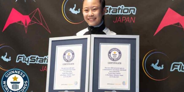 13-Year-Old Girl Receiving Guiness World Record At Flystation, Japan