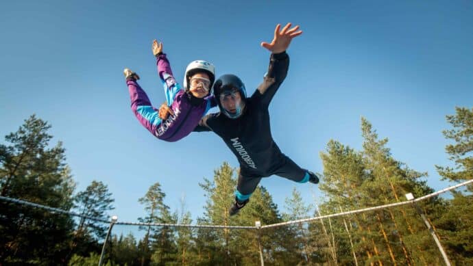 Child Flying In Outdoor Wind Tunnel At Bluewater